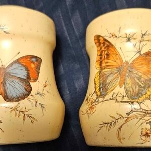 Salt and Pepper Shakers Treasure Craft Butterfly Set Made in USA Vtg
